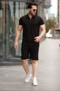 Erkek Yakalı Fermuarlı T-shirt şort Ikili Takım resmi